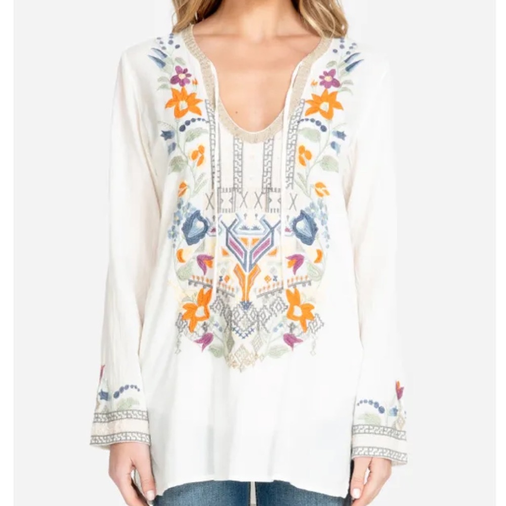 Johnny Was Oaklyn Cotton Blouse, Natural, S